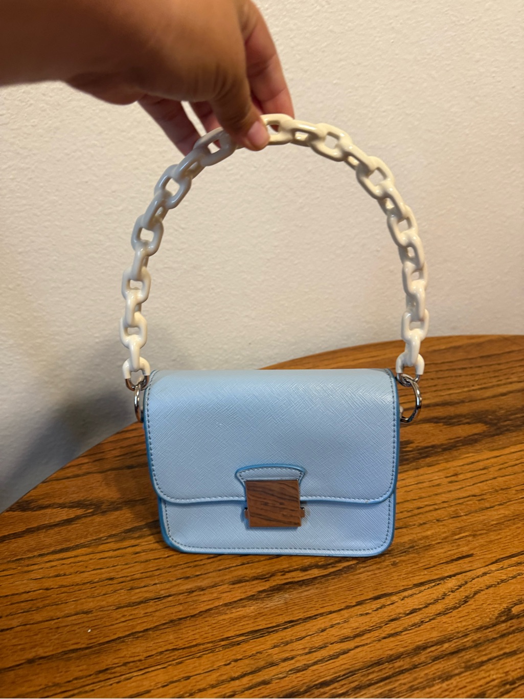 Zara Baby Blue Chain Linked Small Shoulder Bag